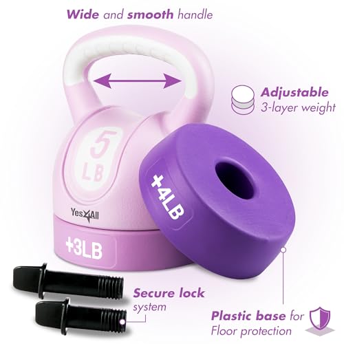 Purple Adjustable Kettlebell 12LB for Strength Training - Yes4All