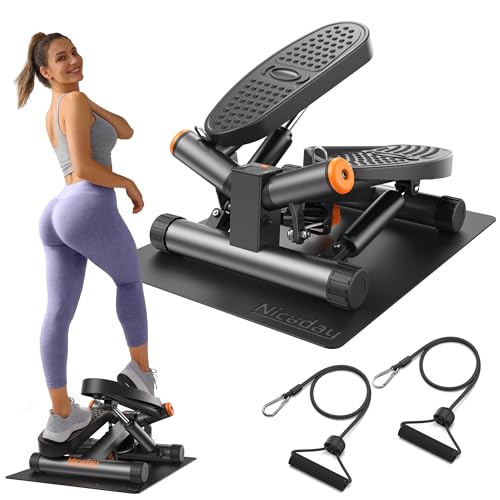Niceday Mini Stepper with 300LBS Capacity - Home Exercise Equipment, Gray + Mat