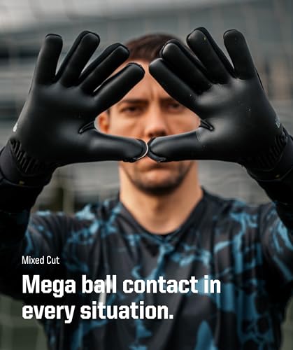 T1TAN Rebel 2.0 Black-Out Goalkeeper Gloves 9 - Pro Soccer Goalie Gloves for Adults & Youth, 4mm Gecko Grip, Breathable, Reinforced Punching Zone