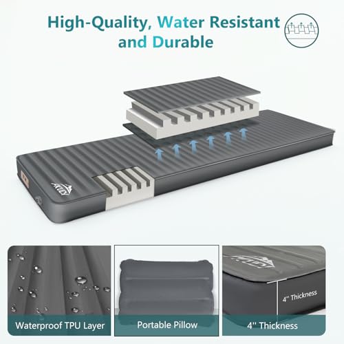 AKUDY Grey Self-Inflating Sleeping Pad with Electric Pump - Single