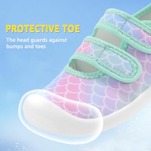 Toddler Water Shoes Boys Girls Summer Beach Quick Dry Non Slip Aqua Socks - 7 Teal Scale