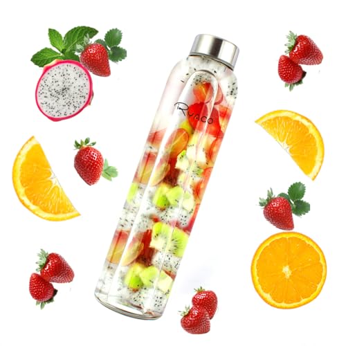 750ml Borosilicate Glass Water Bottle - Black, Leak Proof & BPA-Free