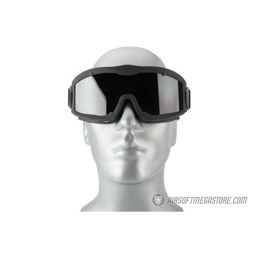 Lancer Tactical AERO Airsoft Tactical Safety Goggles ANSI Z87.1, 3mm Dual Pane Anti-Fog Lens for Hunting, Paintball, Cycling (Black)