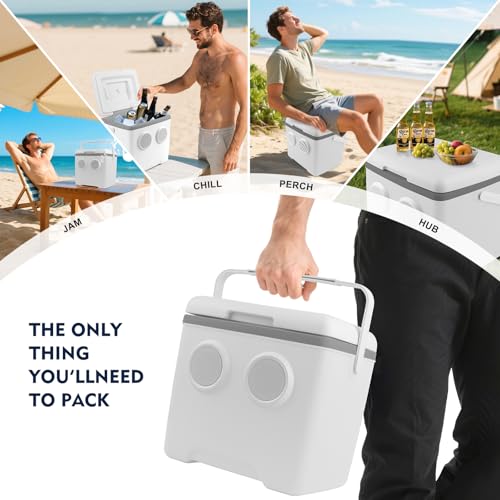Maliansun Off-White Cooler with Bluetooth Speakers, 48-Hour Ice Retention