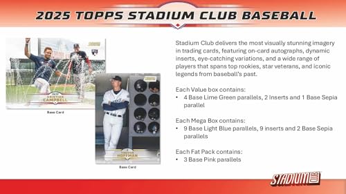 2025 Topps Stadium Club Baseball Mega Trading Card Box with Autographs & Parallels