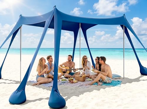 10 x 10 ft Navy Blue Beach Canopy Sun Shelter UPF 50+ Portable Shade