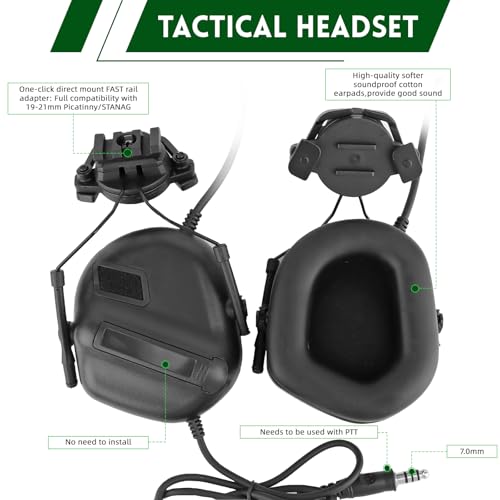 Black Tactical Helmet with Headset & Cover - 4-in-1 Adjustable Airsoft & Military Gear