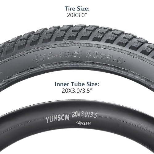 YunSCM 20x3.0 Heavy Duty E-Bike & Mountain Bike Tires – Pack of 2 with Tubes