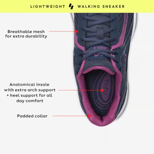 Women’s Rykä Dash 3 Walking Sneakers - Navy Pink 8.5