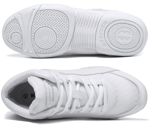 TUOTOM Girls White High Top Cheerleading Shoes - 3 Big Kid / White N302
