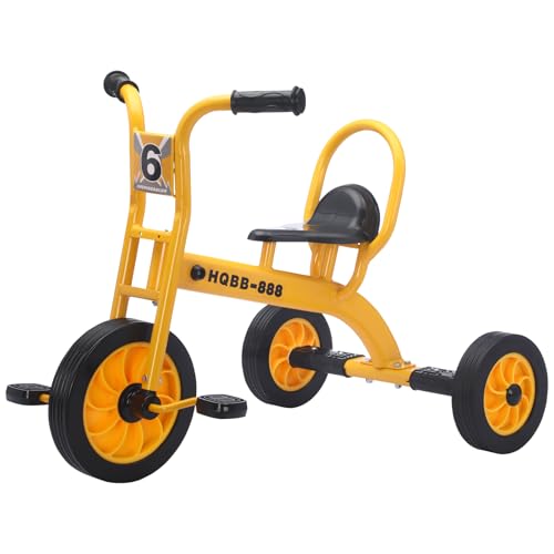 Kids Tricycle for Ages 3-6 - Metal Frame with Airless Rubber Tires - Yellow (5168-yellow)