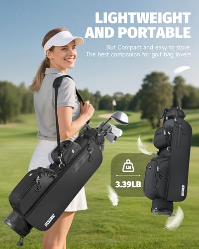 Findway Black 3-Way Lightweight Golf Stand Bag with Stand & Storage
