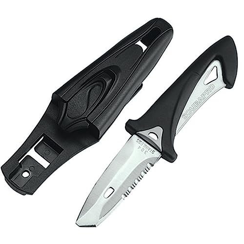 SCUBAPRO White Tip Diving Knife with Serrated & Straight Edges, Stainless Steel