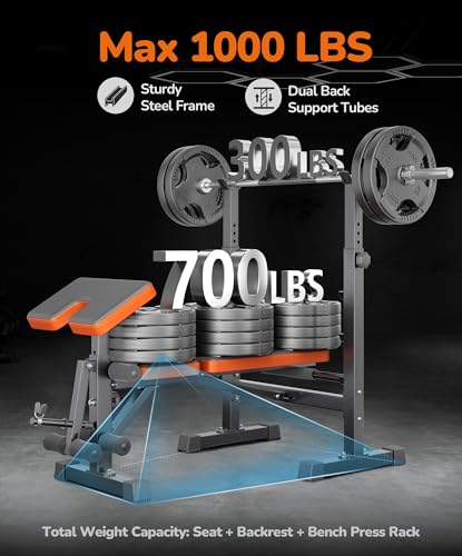 OUNUO Orange Multi-Function All-in-One Weight Bench Set for Full-Body Home Workout