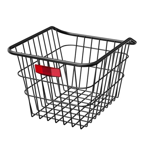 VEVOR Rear Bike Basket, Metal Wire Bicycle Basket with Reflective Tail Light & Waterproof Cover, Durable Bike Back Basket, Fits to Most Rear Bike Racks