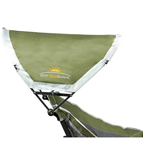 Outdoor Rocking Chair with Sunshade Canopy - Folding Portable Lounger - Green Variation