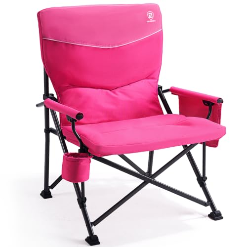 Ever Advanced Pink Oversized Padded Camping Chair for Women, Heavy Duty 500lbs Capacity