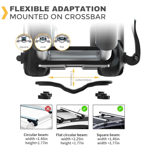 IKURAM R Aluminum Folding J-Style Kayak Roof Rack - Silver, 3-in-1 Universal Fit