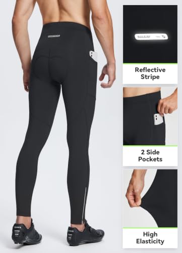 Men's Thermal Cycling Pants Large Black Fleece-Lined Bike Tights