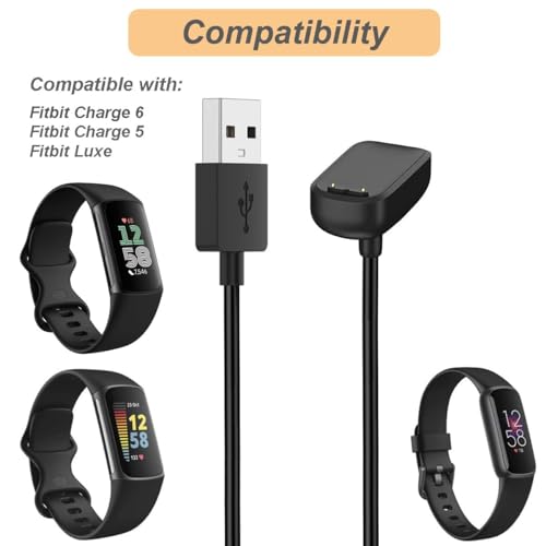 USB Charging Cable for Fitbit Luxe Charge 5 & 6 Smart Watch - Cable