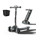 Aeneadbaby Kids & Adult Black Scooter with Dual Brakes, Lights, 5-Level Adjustable & Folding