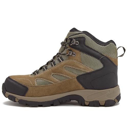 HI-TEC Yosemite WP Mid Waterproof Hiking Boots for Men - Dark Green Olive, Lightweight & Breathable Outdoor Trekking Shoes