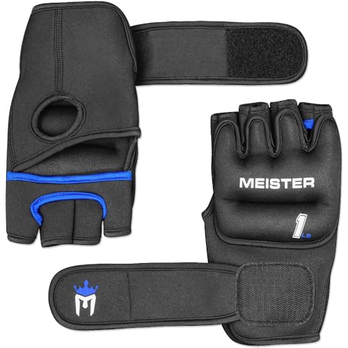 Weighted Gloves for Cardio & Heavy Hands - 1lb Black with Blue Variation