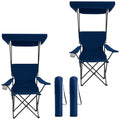 Foristrail Navy Blue 2-Pack Folding Camping Chairs with Canopies & Cup Holders