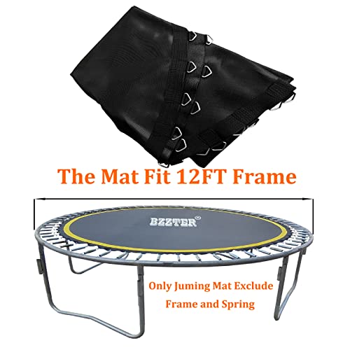 Bzzter 12ft Trampoline Replacement Mat with 10 Rows Stitching & 72 Rings, Fits 12ft Frame, 7-inch Springs, Includes Pull Hook & Gloves