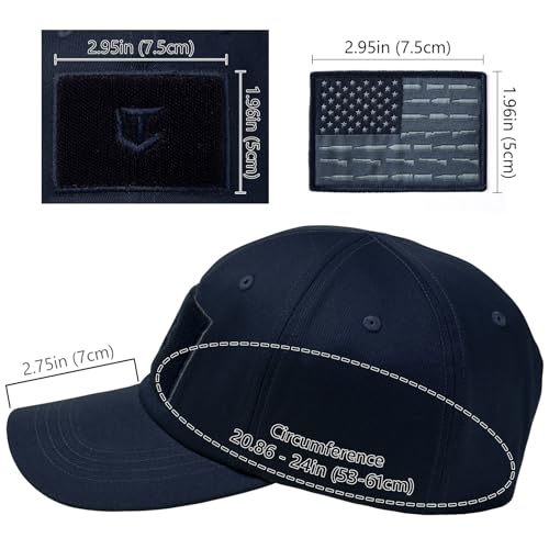 Dark Blue Tactical Hat with Flag Patch Camo Military Baseball Cap Adjustable Trucker Cap
