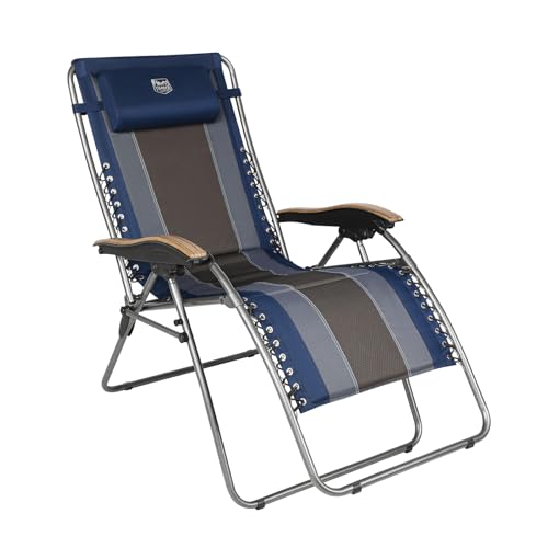 Timber Ridge Blue Oversized Zero Gravity Lounge Chair with Padded Seat & Cup Holder - Foldable Camping & Outdoor Recliner
