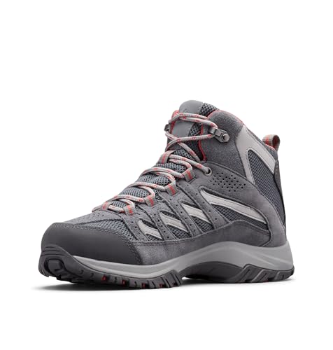 Women's Waterproof Hiking Boots - Columbia Crestwood Mid, Size 7.5, Graphite/Daredevil