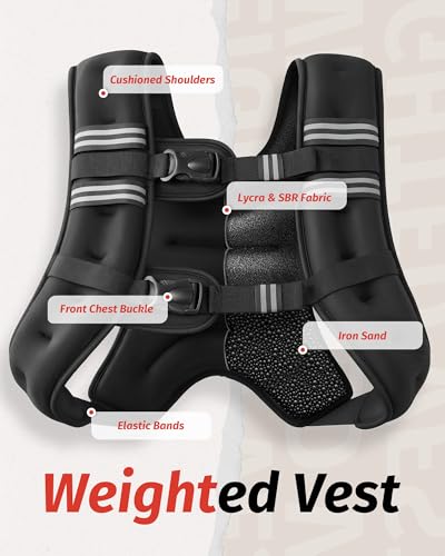 20lb Weighted Vest for Workout & Strength Training - Reflective Stripe, Adjustable Fit