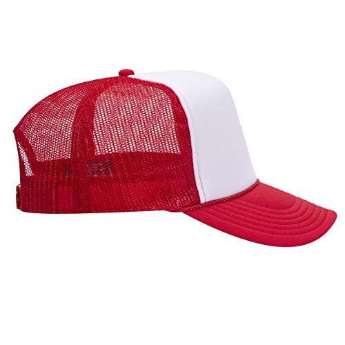 OTTO Wholesale 12-Pack Polyester Foam Front Mesh Back Trucker Hats - One Size Red/White/Red