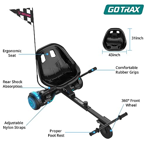Hoverboard Seat Attachment for 6.5, 8.5 & 10 Inch Self-Balancing Scooters - Black, Single Tube & Shock Absorption