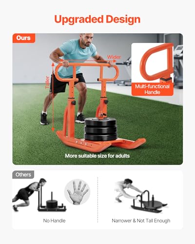 VEVOR Multi-Function Weight Sled for Push-Pull Strength Training - Orange Handle