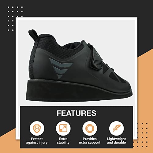 CORE Weightlifting Shoes - Squat & Powerlifting Shoes for Men Women 12.5 Women / 11 Men Black