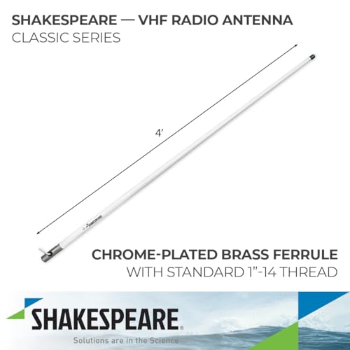 Shakespeare 4' Centennial VHF Antenna White - Marine Radio Antenna