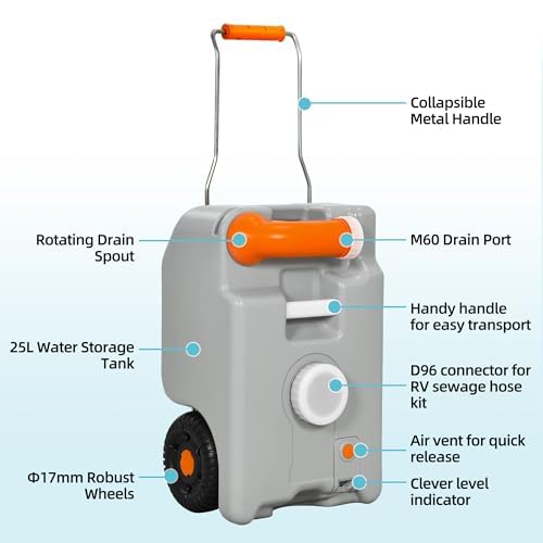 YITAMOTOR 25L Portable Water Storage Tank with Handle & Spout for RV Camping Outdoor