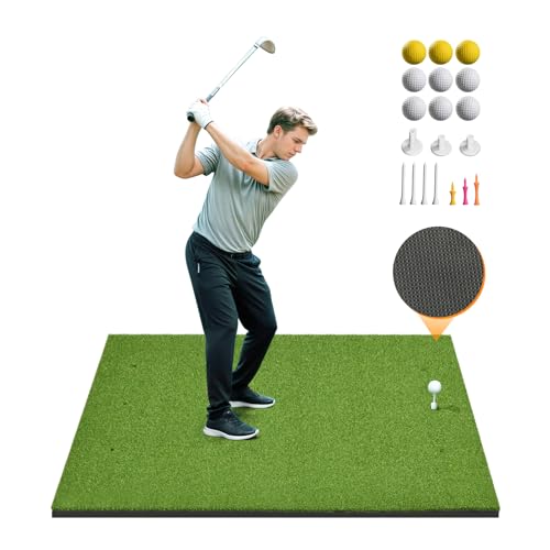 Sturdum Green 5x4ft Golf Hitting Mat Set with Rebound Turf & Tees - 21mm