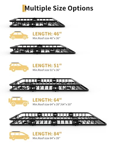 46x36 Roof Rack Cargo Basket with Net - Heavy Duty Luggage Carrier for SUVs Trucks