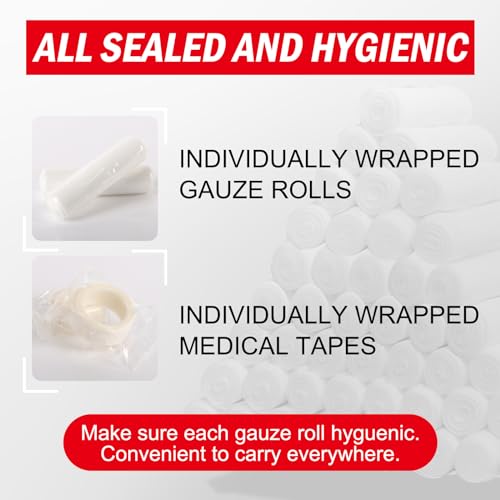 330 Pack Gauze Rolls - 4 in x 4.1 Yards, Individually Sealed, Non-Stick, Elastic Wound Dressings, First Aid Supplies