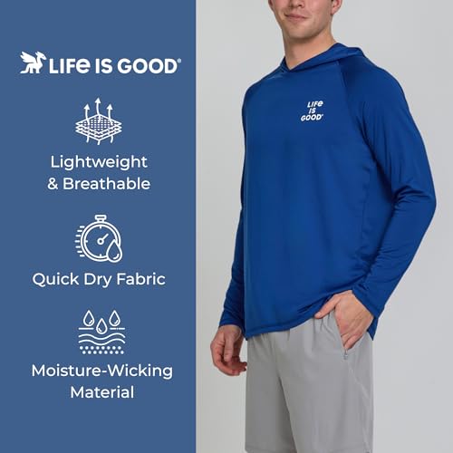 X-Large Men's Hooded Rash Guard Sun Hoodie Swim Shirt Navy