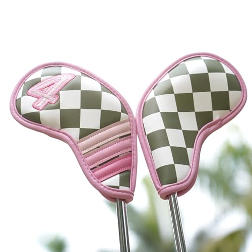Craftsman Golf Club Cover Set for Driver, Fairway, Hybrid, Putter - Iron Headcovers 11pcs Pink Embroidery