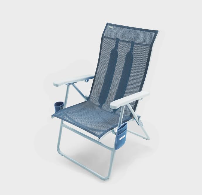 Tall Beach Chair 17 Inch Seat Sky - Supports 400 lbs, Reclining, Anti-Rust Frame