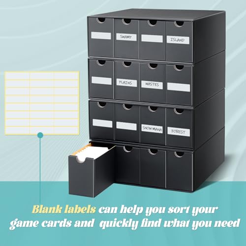 Trading Card Storage Box Organizer 4 Row Black - 16 Small Compartments