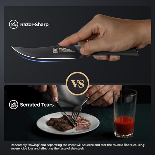 Set of 12 Non-Serrated Steak Knives - 4.7 Inch Dishwasher Safe Table Cutlery