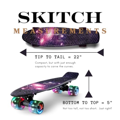 Purple Galaxy LED Skateboard for Kids & Teens - Complete Mini Cruiser Set with Backpack & Video Course