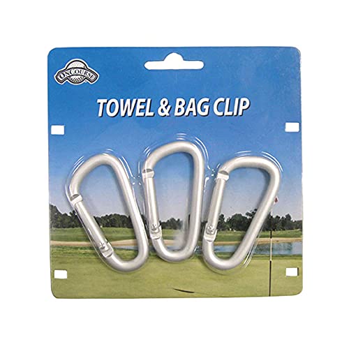 Golf Towel and Bag Clip Set - Carabiner Hooks for Golf Bags (3 Pack)