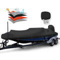 17-19FT Waterproof Boat Cover with Motor Cover - 1200D PU Trailerable, Black
